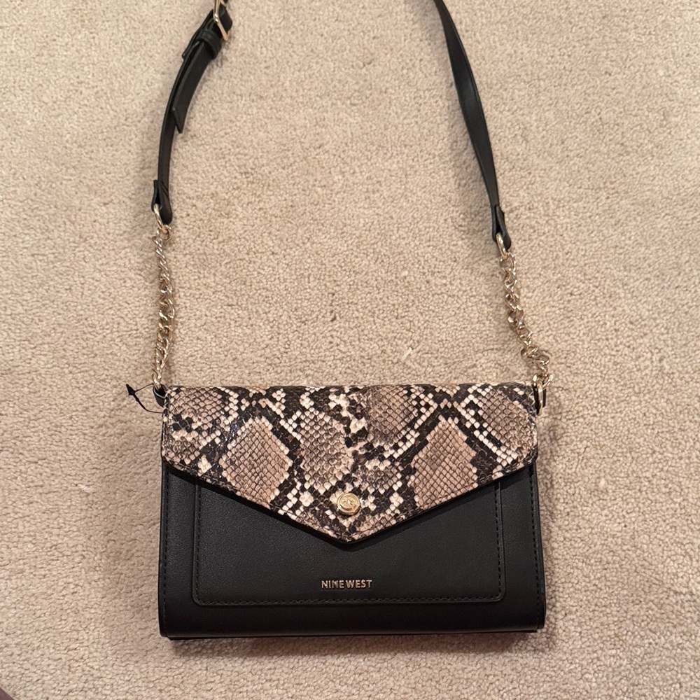 Nine West Black and Snake Pattern Crossbody Bag